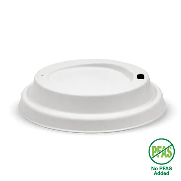 10, 12 & 16oz (90mm) Large White Sugarcane BioCup Lids