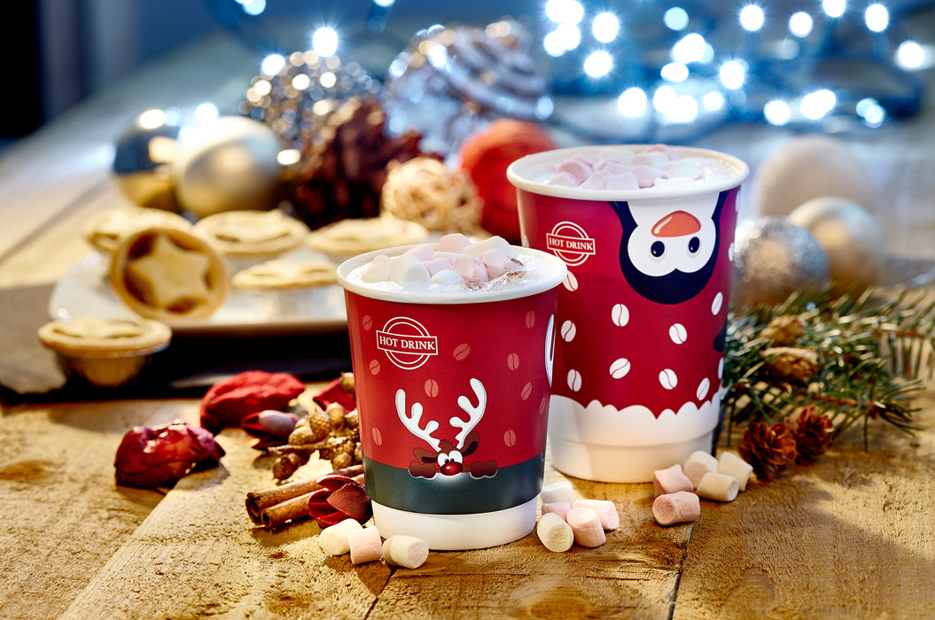 Festive 'Rudolph' double wall hot cups 8oz