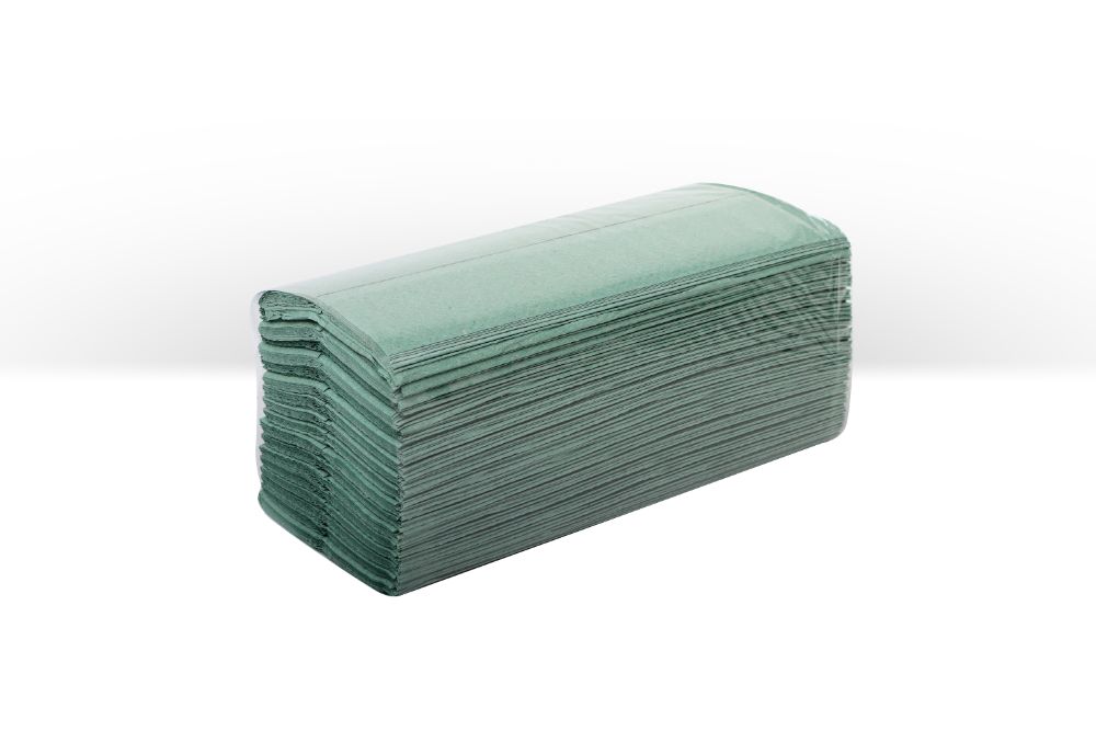 C-fold paper handtowels green 1ply 250x227mm