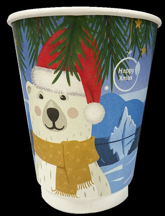 Festive 'Polar Bear' double wall hot cup 12oz
